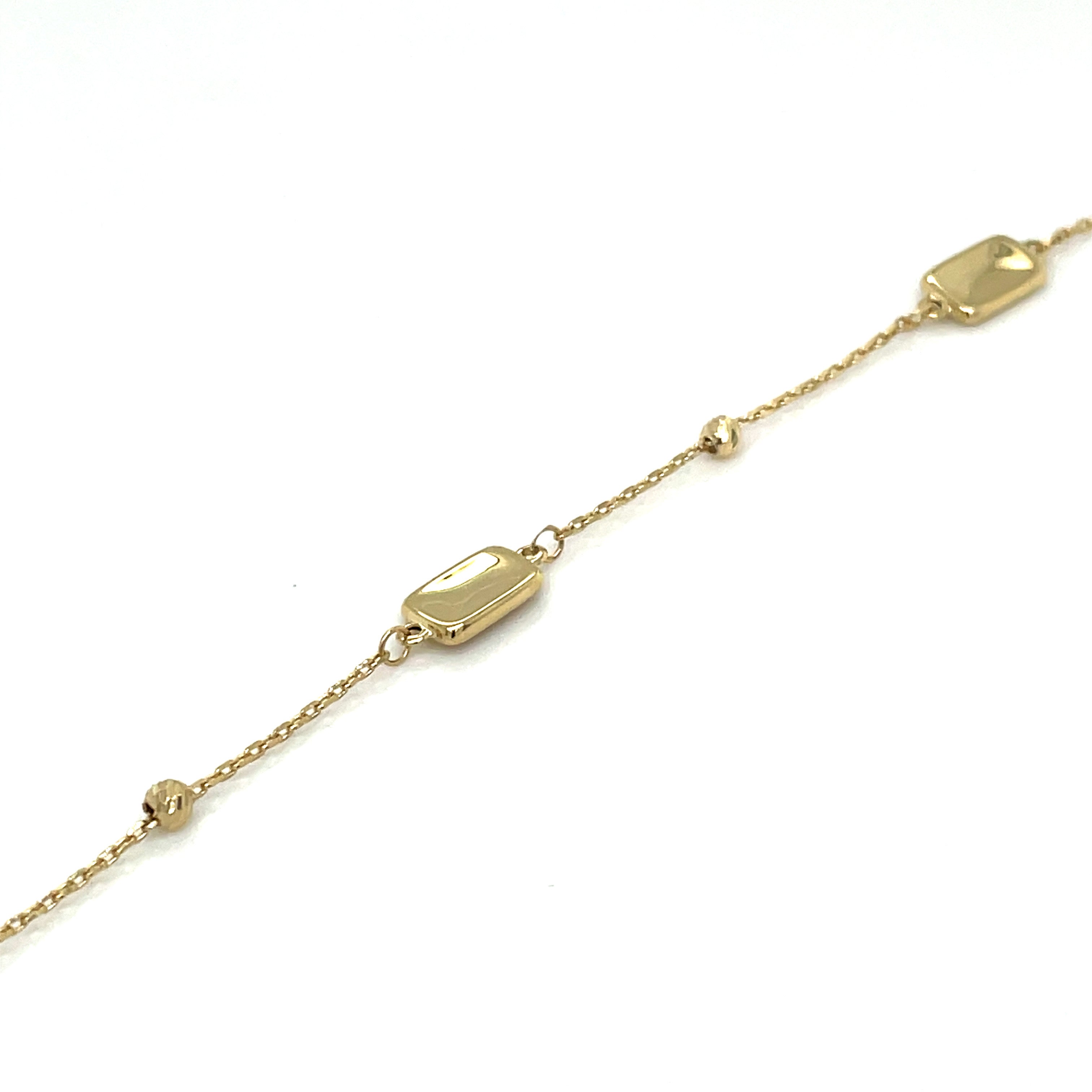 14k Leslie's Polished and Diamond Cut Station Anklet