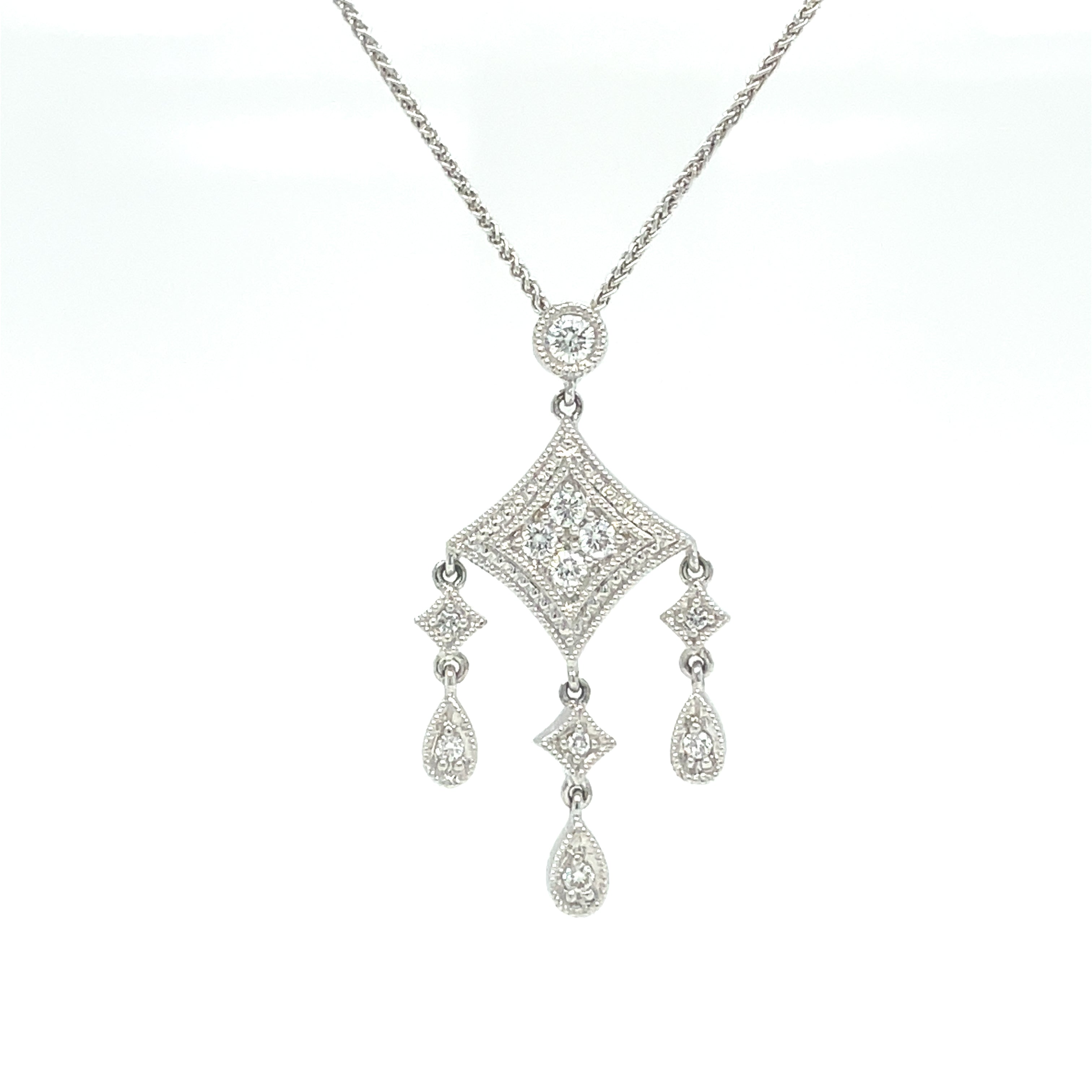 14K White Gold Drop Pendant-1/5 ct.