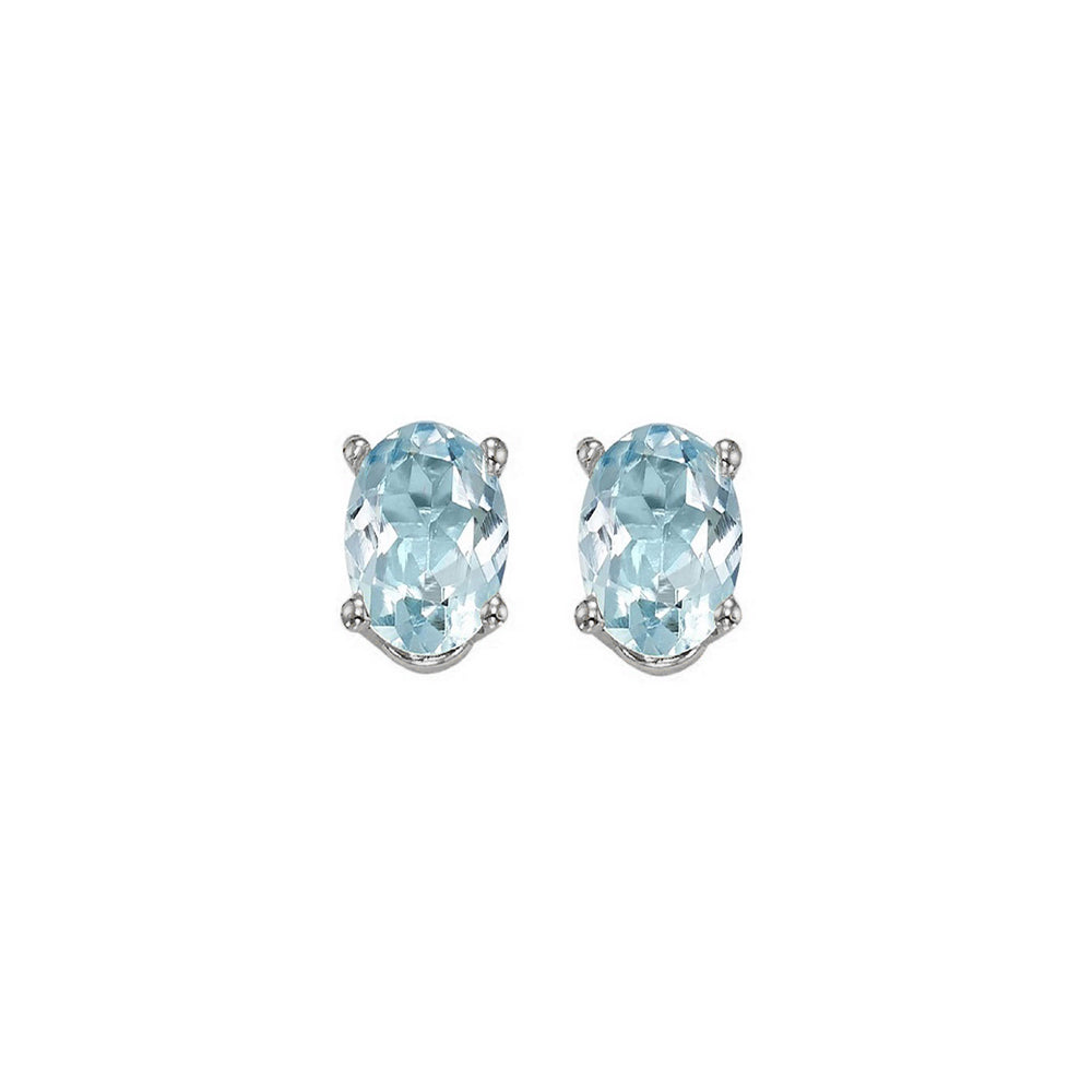 14Kt White Gold Aquamarine (1 Ctw) Earring