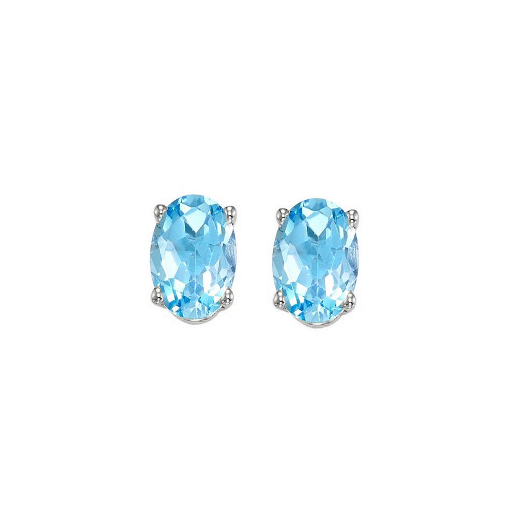 14Kt White Gold Blue Topaz (1 Ctw) Earring