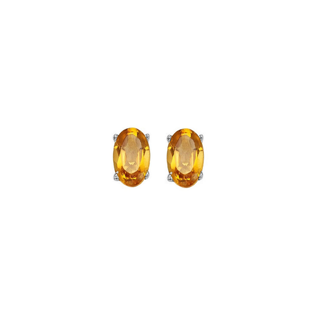 14Kt White Gold Citrine (7/8 Ctw) Earring