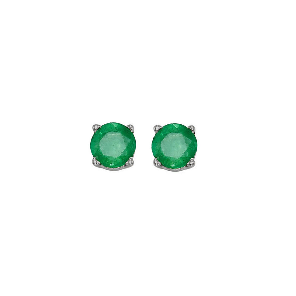 14Kt White Gold Emerald (1 Ctw) Earring