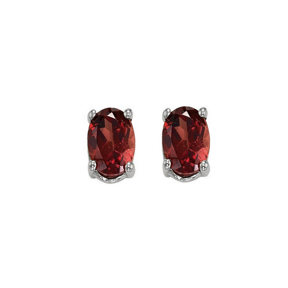 14Kt White Gold Garnet (1 Ctw) Earring