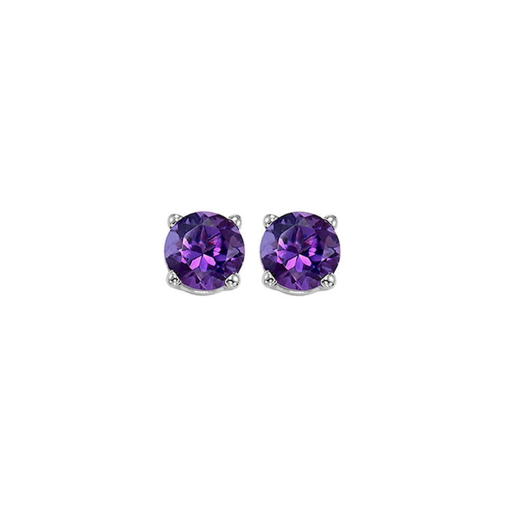 14Kt White Gold Amethyst (1 Ctw) Earring