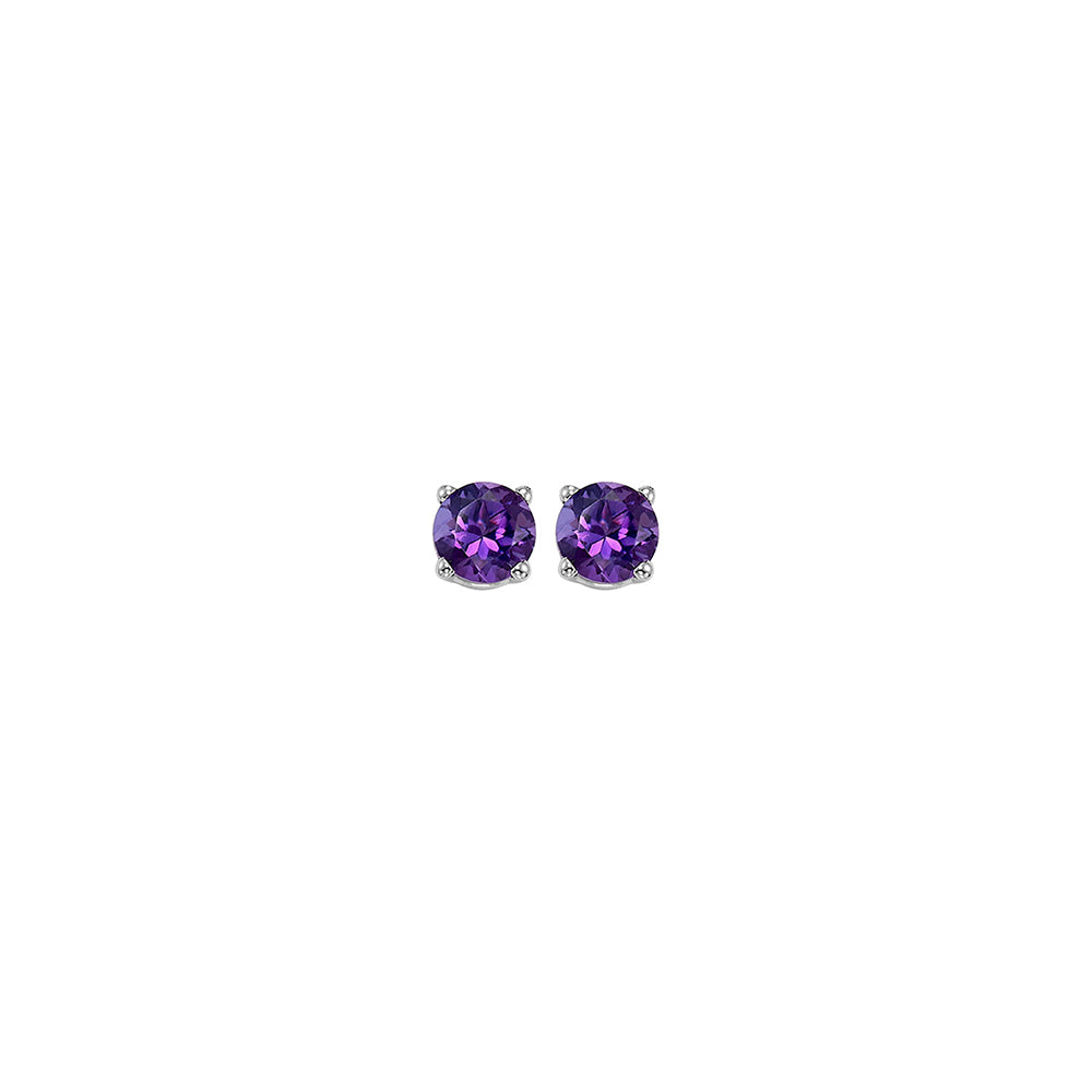 14Kt White Gold Amethyst (1/5 Ctw) Earring