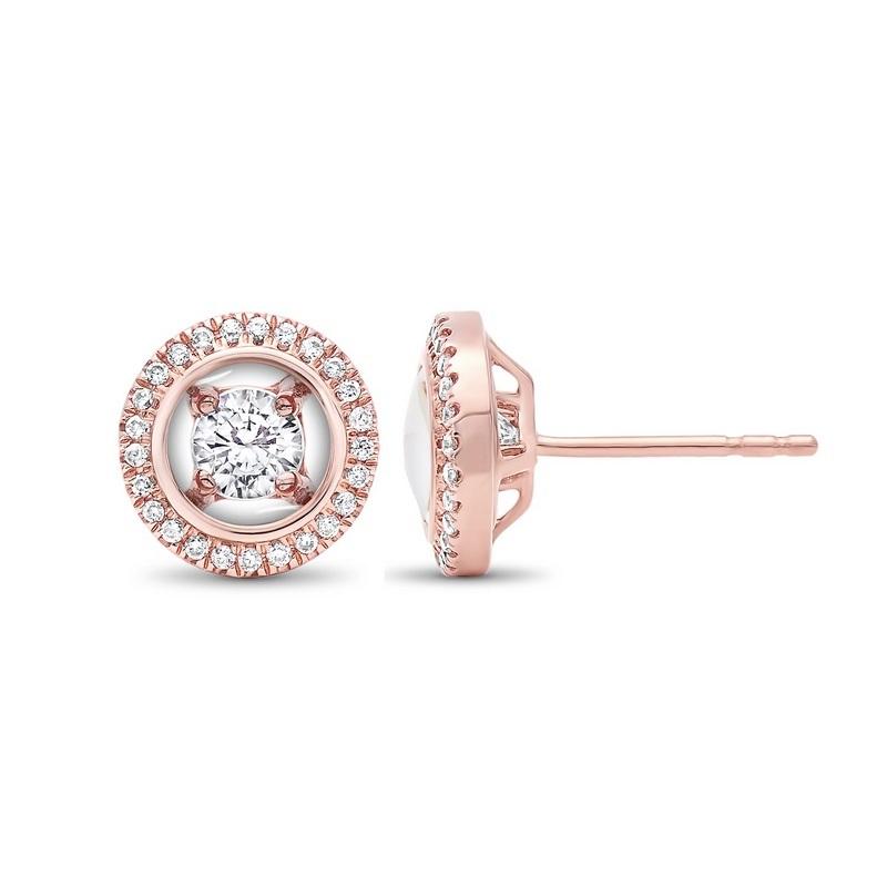 14K Rose Gold Diamond Earrings 1/3 ct