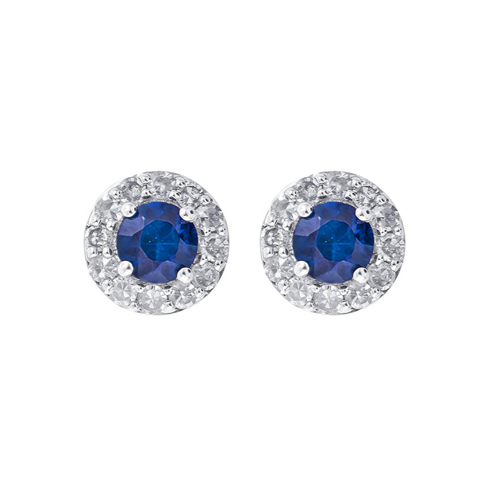 10Kt White Gold Diamond 1/6Ctw & Sapphire 1/3Ctw Earring