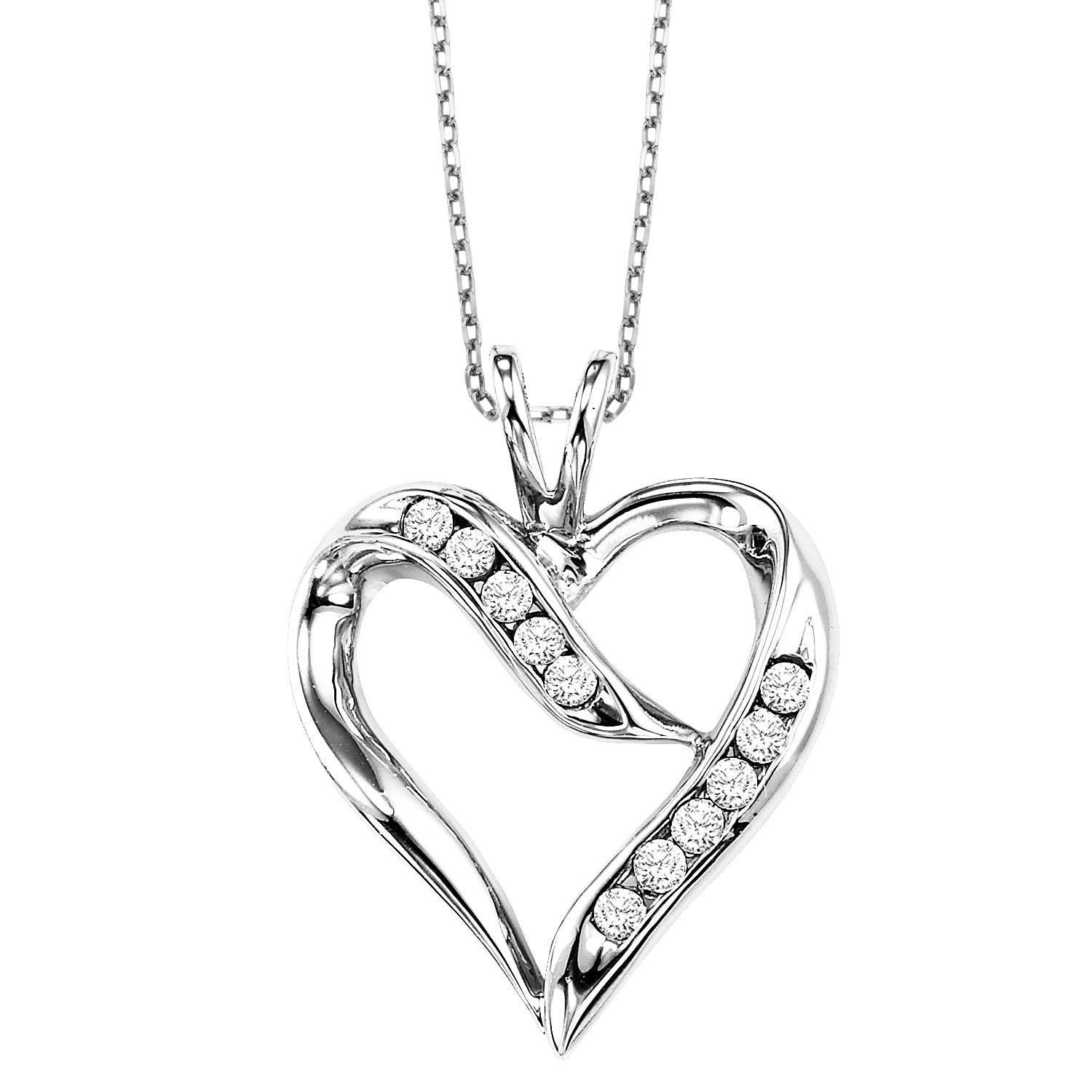 Silver Diamond Heart Pendant