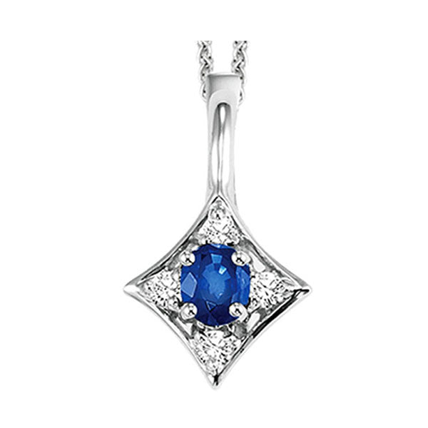 14Kt White Gold Diamond (1/20Ctw) & Sapphire (1/6 Ctw) Pendant