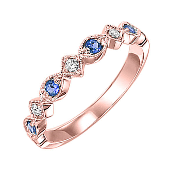 10Kt Rose Gold Diamond (1/20Ctw) & Sapphire (1/6 Ctw) Ring