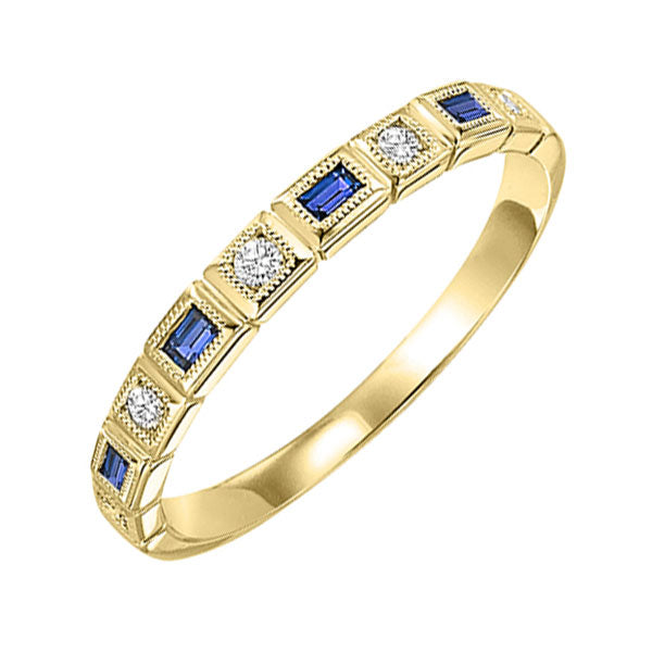 10Kt Yellow Gold Diamond (1/20Ctw) & Sapphire (1/8 Ctw) Ring