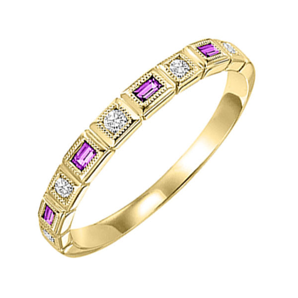 14Kt Yellow Gold Diamond (1/10Ctw) & Ruby (1/8 Ctw) Ring