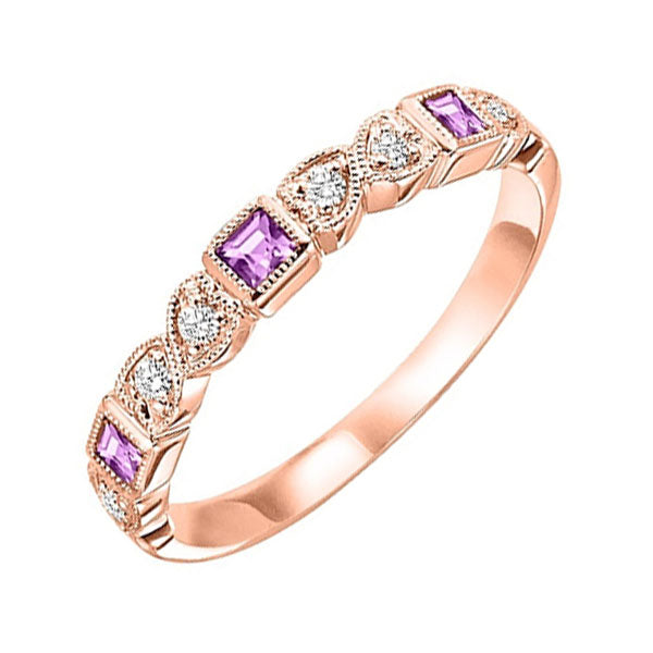 14Kt Rose Gold Diamond (1/10Ctw) & Pink Sapphire (1/5 Ctw) Ring