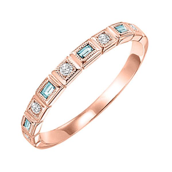 10Kt Rose Gold Diamond (1/10Ctw) & Blue Topaz (1/6 Ctw) Ring