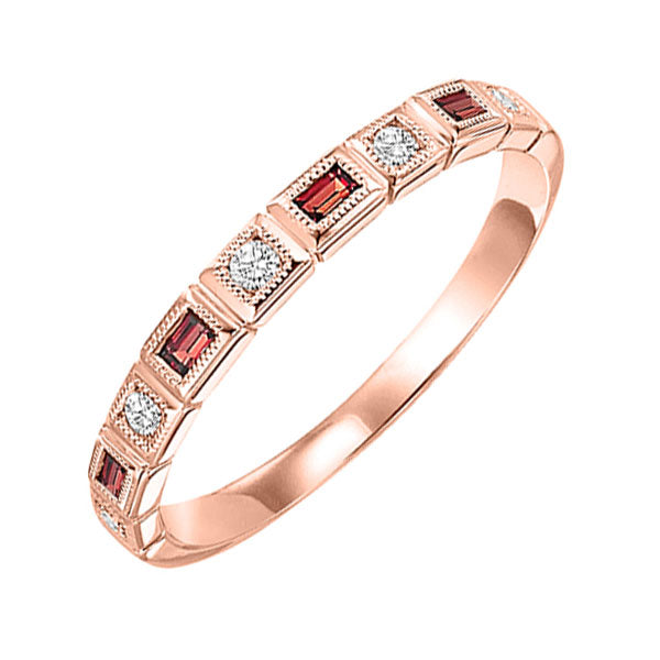 10Kt Rose Gold Diamond (1/12Ctw) & Garnet (1/6 Ctw) Ring