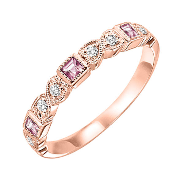 10Kt Rose Gold Diamond (1/10Ctw) & Pink Tourmaline (1/6 Ctw) Ring