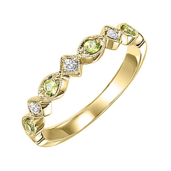 10Kt Yellow Gold Diamond (1/20Ctw) & Peridot (1/6 Ctw) Ring