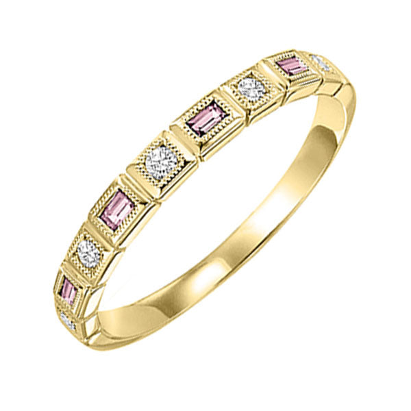 14Kt Yellow Gold Diamond (1/12Ctw) & Pink Tourmaline (1/8 Ctw) Ring