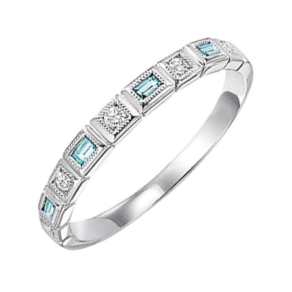 14Kt White Gold Diamond (1/10Ctw) & Blue Topaz (1/6 Ctw) Ring