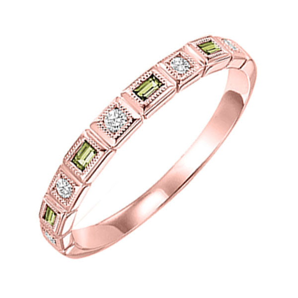 14Kt Rose Gold Diamond (1/10Ctw) & Peridot (1/6 Ctw) Ring