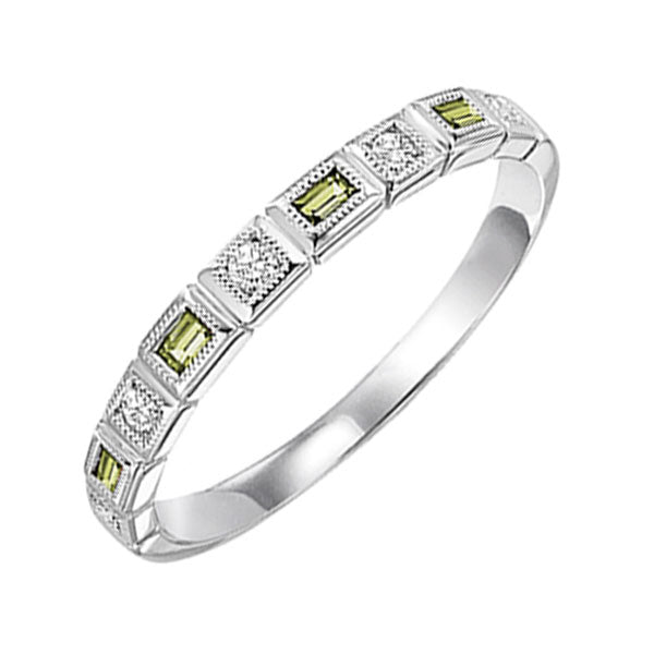 14Kt White Gold Diamond (1/10Ctw) & Peridot (1/6 Ctw) Ring