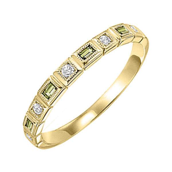 14Kt Yellow Gold Diamond (1/10Ctw) & Peridot (1/6 Ctw) Ring