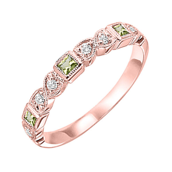 14Kt Rose Gold Diamond (1/10Ctw) & Peridot (1/6 Ctw) Ring