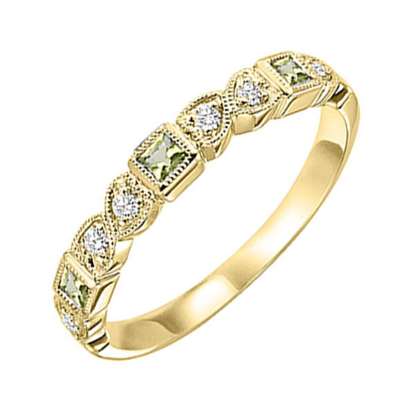 14Kt Yellow Gold Diamond (1/10Ctw) & Peridot (1/6 Ctw) Ring