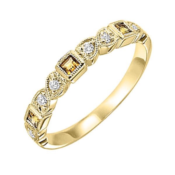 14Kt Yellow Gold Diamond (1/10Ctw) & Citrine (1/6 Ctw) Ring