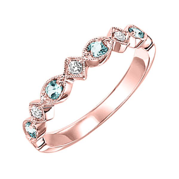 14Kt Rose Gold Diamond (1/20Ctw) & Blue Topaz (1/6 Ctw) Ring