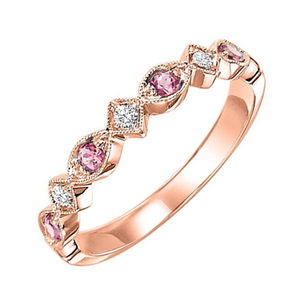 14Kt Rose Gold Diamond (1/20Ctw) & Syn Alexandrite (1/6 Ctw) Ring