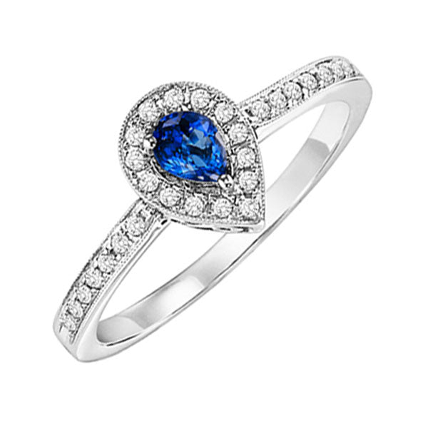 14Kt White Gold Diamond (1/6Ctw) & Sapphire (1/6 Ctw) Ring