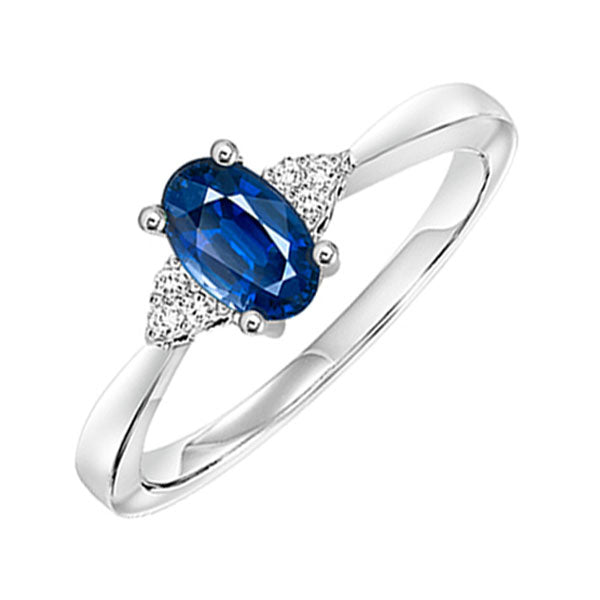 10Kt White Gold Diamond (1/20Ctw) & Sapphire (1/2 Ctw) Ring