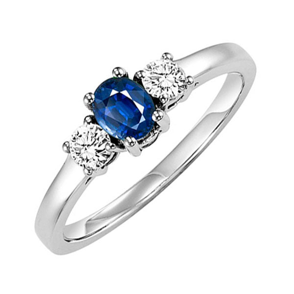 14Kt White Gold Diamond (1/4Ctw) & Sapphire (1/2 Ctw) Ring