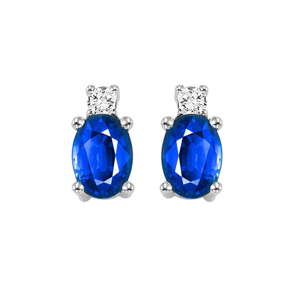 14Kt White Gold Diamond (1/20Ctw) & Sapphire (1/2 Ctw) Earring