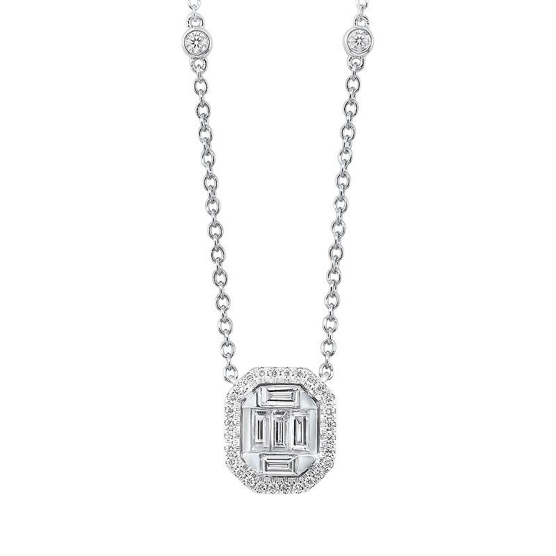 14K White Gold Diamond Necklace 1/2 ct