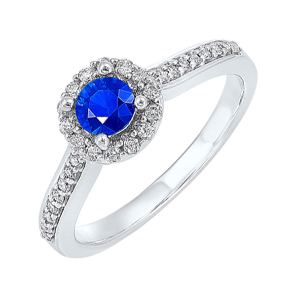 14Kt White Gold Diamond (1/3Ctw) & Sapphire (1/3 Ctw) Ring