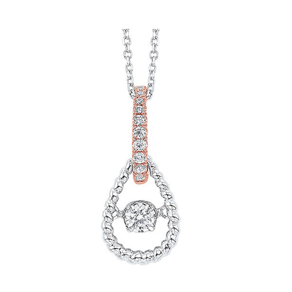 10Kt White Rose Gold Diamond (1/8Ctw) Pendant