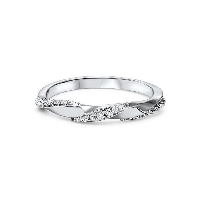 10K White Gold Diamond Criss-Cross Ring - 1/10 ct.