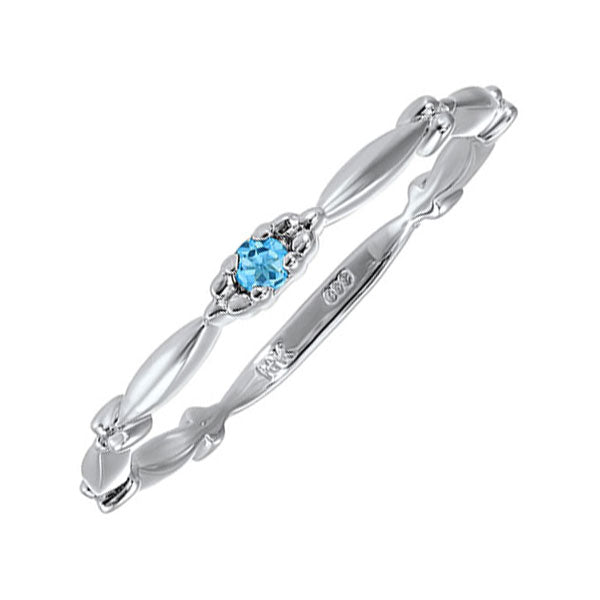 10Kt White Gold Blue Topaz (1/20 Ctw) Ring