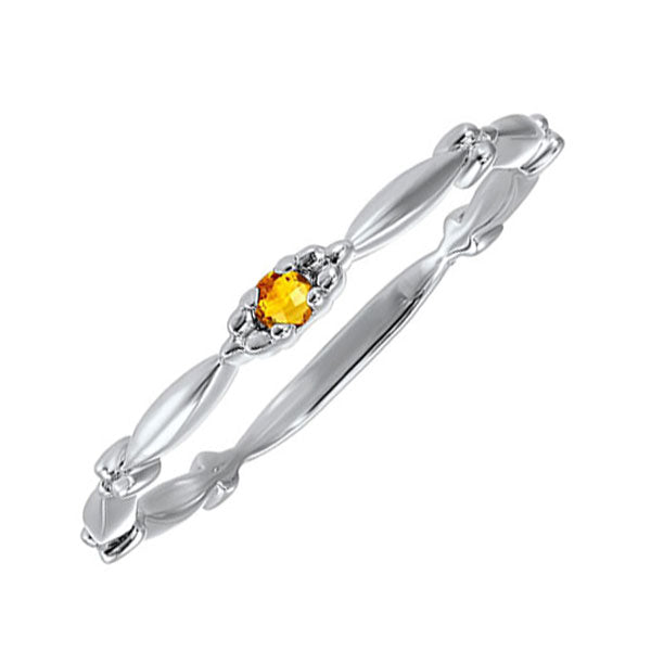 10Kt White Gold Citrine (1/20 Ctw) Ring