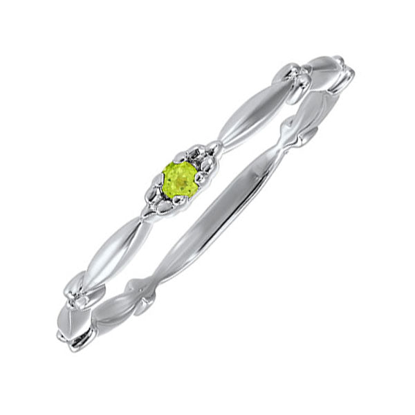 10Kt White Gold Peridot (1/20 Ctw) Ring