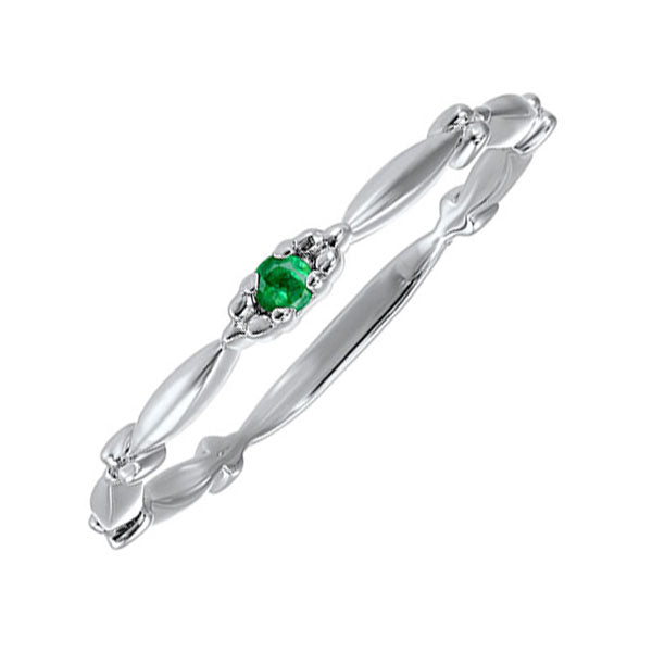 10Kt White Gold Emerald (1/20 Ctw) Ring