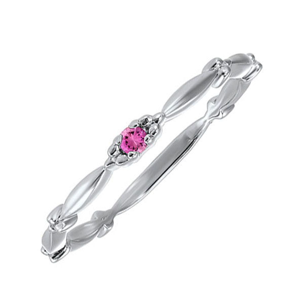 10Kt White Gold Pink Tourmaline (1/20 Ctw) Ring