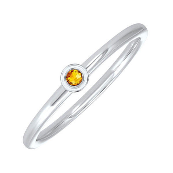 10Kt White Gold Citrine (1/20 Ctw) Ring