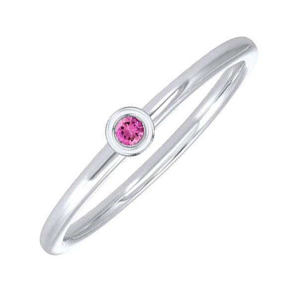 10Kt White Gold Pink Tourmaline (1/20 Ctw) Ring