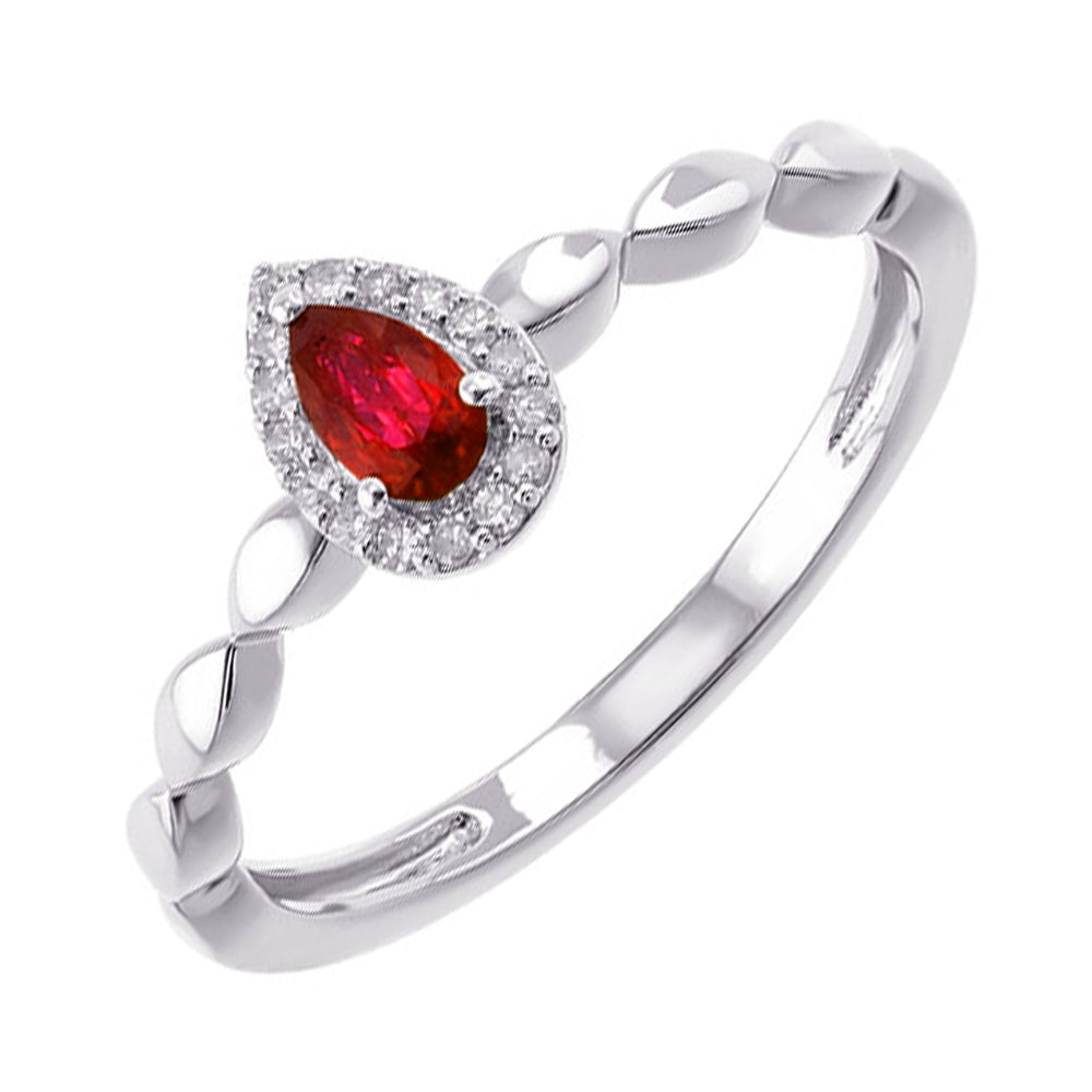 10Kt White Gold Diamond 1/20Ctw & Ruby 1/4Ctw Ring