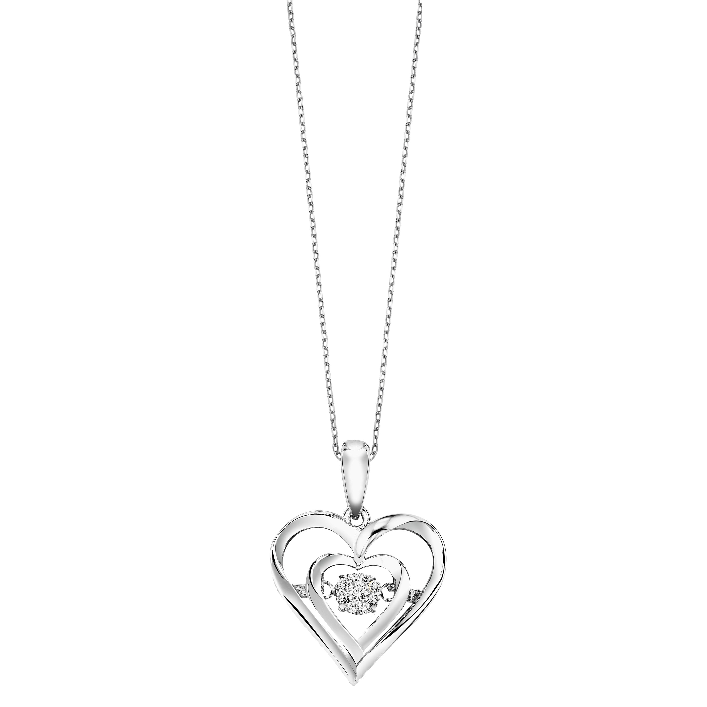 Silver Diamond Heart Pendant