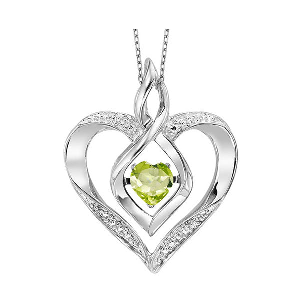 Silver Diamond (1/50 Ctw) & Createdperidot (1/4 Ctw) Pendant