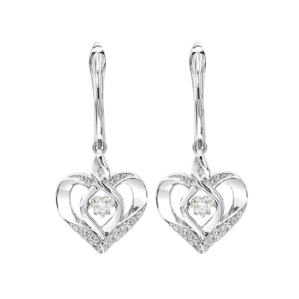 Silver Diamond (1/50 Ctw) & Createdwhite Topaz (1/4 Ctw) Earring